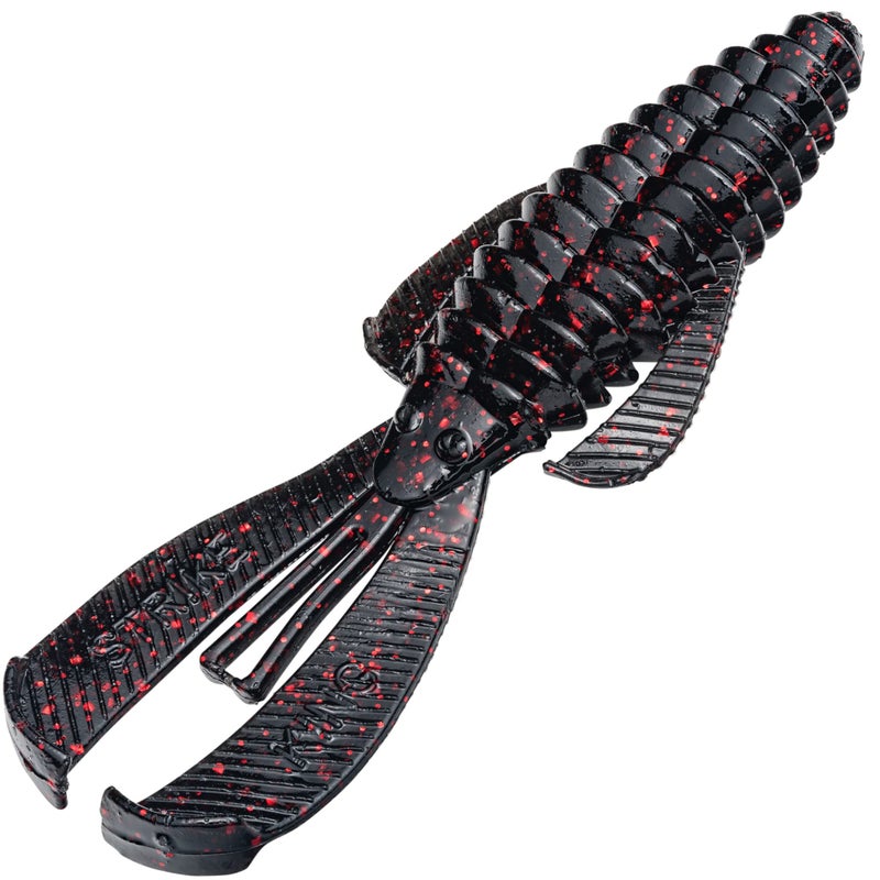 Strike King Rage Bug Fishing Lure, Soft Plastic Craw, Black Neon, 4-Inches, 7-Pack